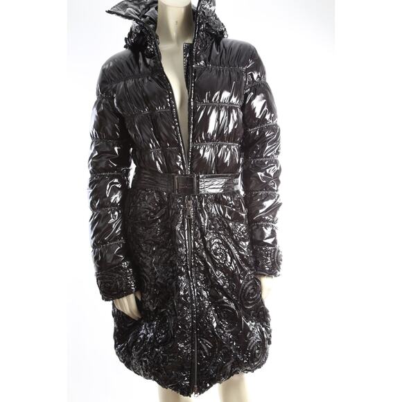 CELYNb Black Shiny Quilted Down Winter Puffer Jacket Size XS - Picture 11 of 14